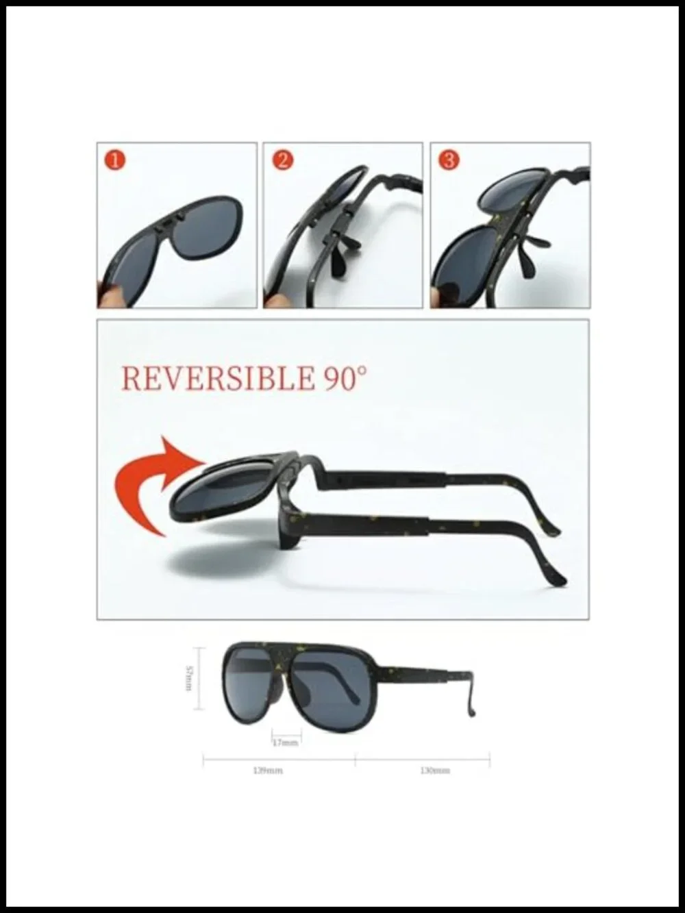 Retro Flip Up Aviator Sunglasses Unisex Sports Lightweight Trendy UV400
